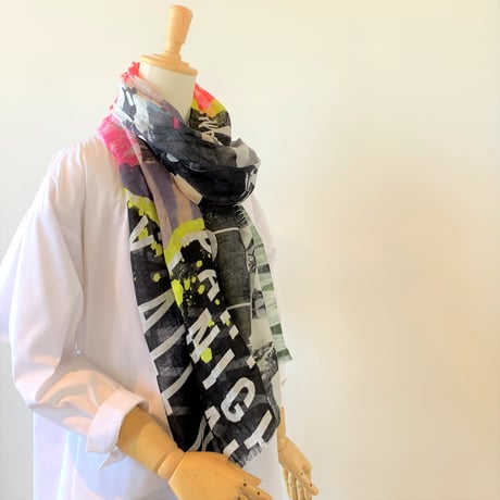 YARN＆COPPER　PARTY ALL NIGHT  リネンロングストール   　ブラック