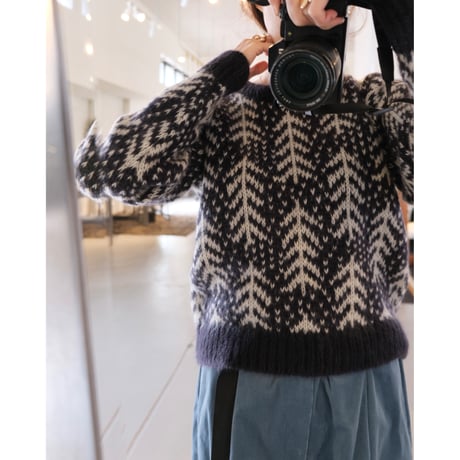 BATONER Woman CEDER JACQUARD MOHAIR CREW NECK