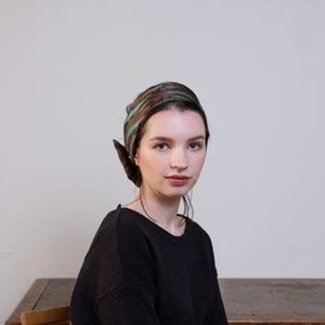 YARN&COPPER     Silk headband 　'Sea bed'　 green ヘッドスカーフ