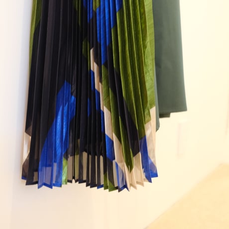 NAKAGAMI　N0222A0035　プリーツ切替スリップドレス　blue×green