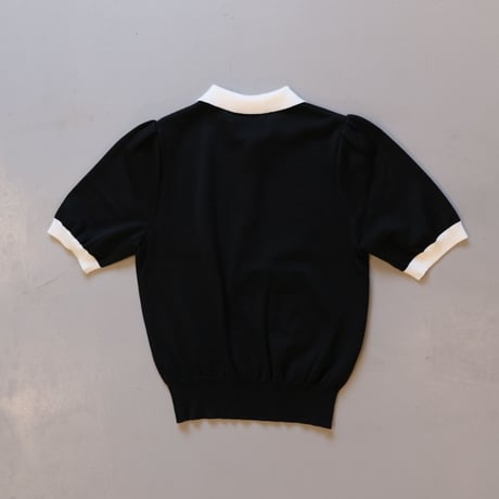 SINME    バイカラーポロニット    S21-AW-10-01    ブラック × ホワイト