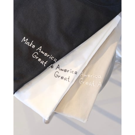 remi relief SP加⼯25/天竺T(刺繍：Make America Great Again！)