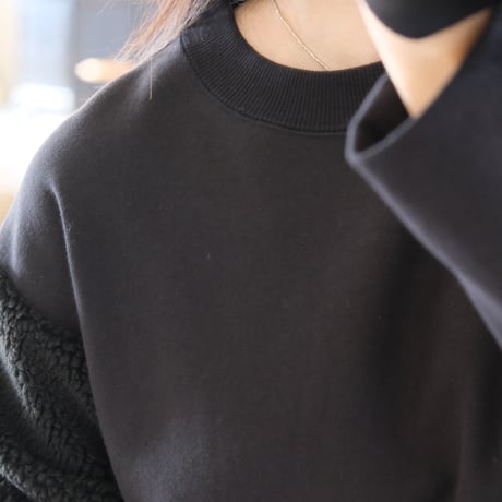 Munich　sheepboa puffsleeve one-piece    BLACK