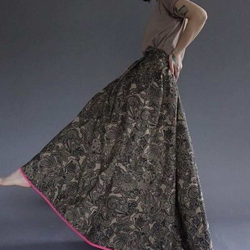 THOMAS MAGPIE zentangle print long skirt【2213