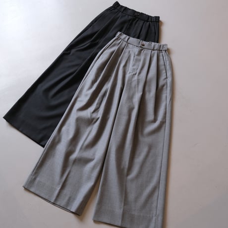 BATONER　Women  DRY WOOL PIQUE TWO TUCK WIDE PANT　GRAY　BN-22FL-010