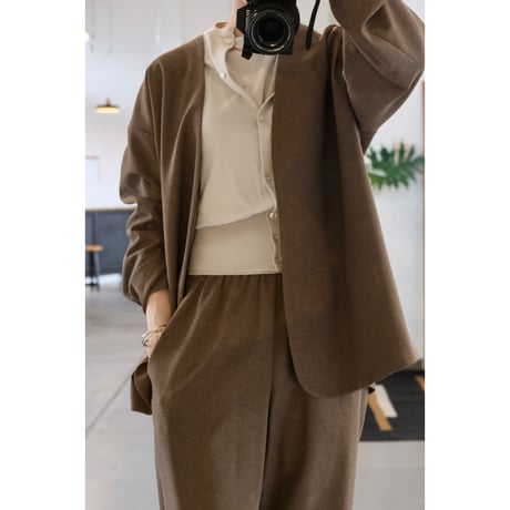 SINME  ノーカラージャケット  SS16-06   カーキ
