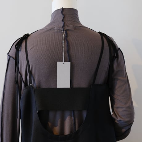 NAKAGAMI　N0222A0035　プリーツ切替スリップドレス　BLACK