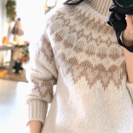 BATONER   　Women MOHAIR NORDIC TURTLE NECK TUNIC   Ivory　BN-22FL-049
