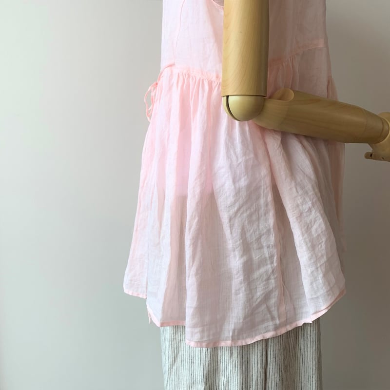 【完売品　新品タグ付き】スズキタカユキ　バンドスリーブチュニック　リネン　ピンク 完売品 新品タグ付き】スズキタカユキ バンドスリーブチュニック