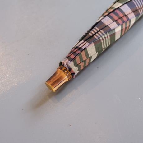 bonbonstore　インドマドラスチェック日傘（カーキチェック）BON-22004KC