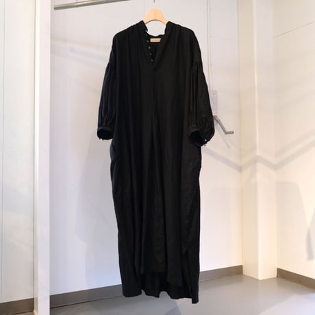 suzuki takayuki 　puff-sleeve dress　navy　S221-20