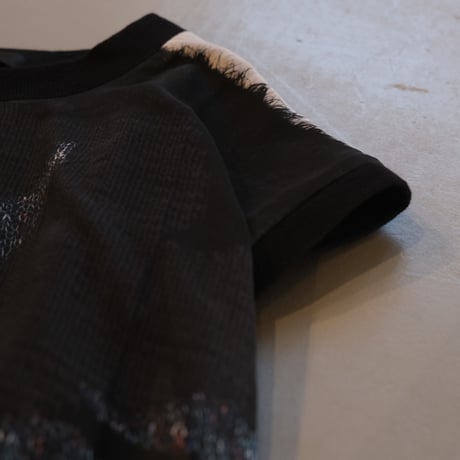 NAKAGAMI　ニットプリントプルオーバー　black×charcoal　N0121A0038
