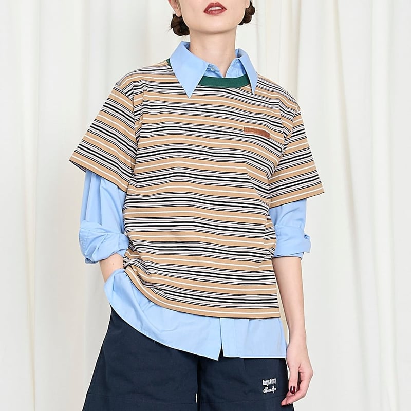 THOMAS MAGPIE トーマスマグパイ ストライプ シャツ ブルー 38 THOMAS MAGPIE Multi striped top 2253803 | geep