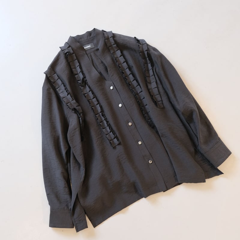 SINME / シンメ | フリルシャツ | M | ブラック | レディース SINME / シンメ | フリルシャツ | M | ブラック | レディースの通販 by
