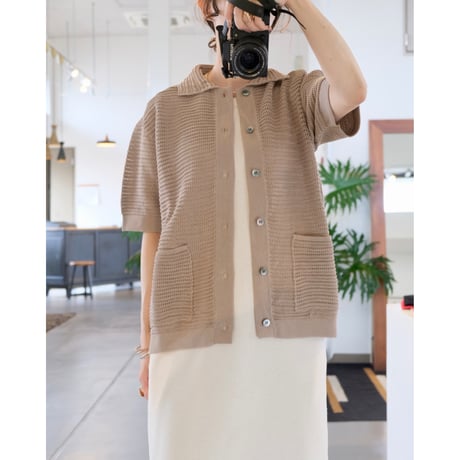 BATONER  MEN  SUMMER KNIT POLO CARDIGAN SHORT SLEEVE　 BN-26SM-066