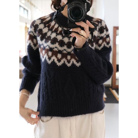 BATONER Woman MOHAIR NORDICK CREW NECK