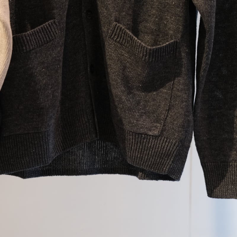トップス BATONER WAHSED HIGH COUNT LINEN CARDIGAN BATONER Men WASHED HIGH COUNT LINEN V CARDIGAN