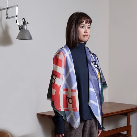 YARN&COPPER　Merino Wool 'Salt&Pepper' forest green 正方形スカーフ