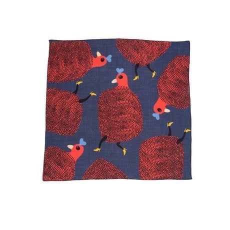 YARN&COPPER　Merino Wool 'Running Hens' navy リング付きミニスカーフ