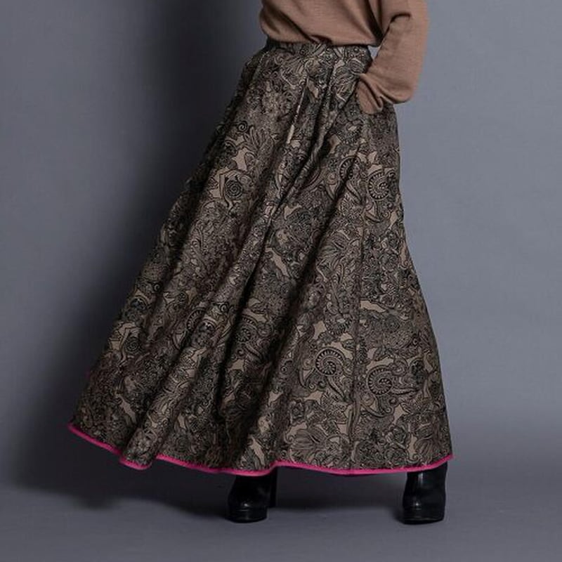 THOMAS MAGPIE zentangle print long skirt【2213