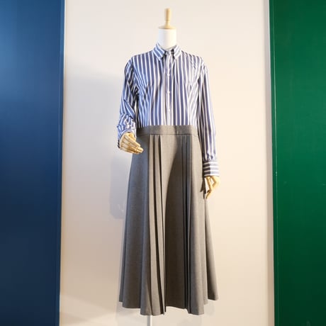 SINME シャツワンピース       ストライプ × グレー   22AW-10