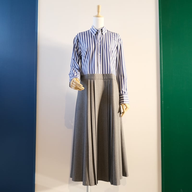 SINME シャツワンピース ストライプ × グレー 22AW-10 | geep