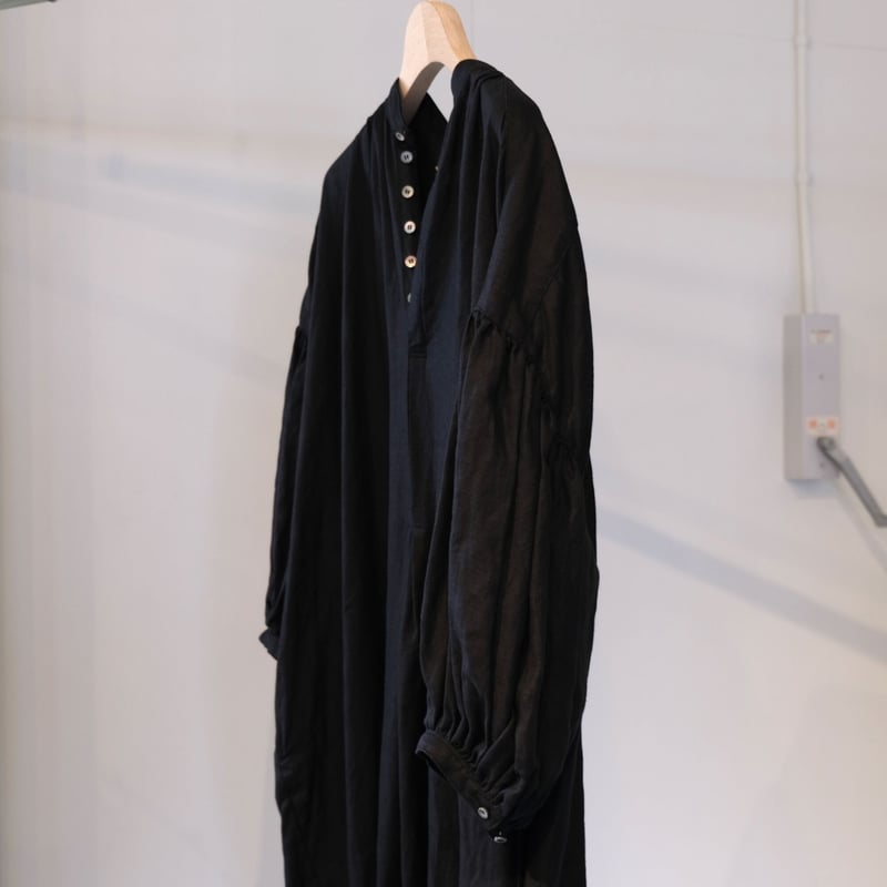 suzuki takayuki puff-sleeve dress navy S221-20