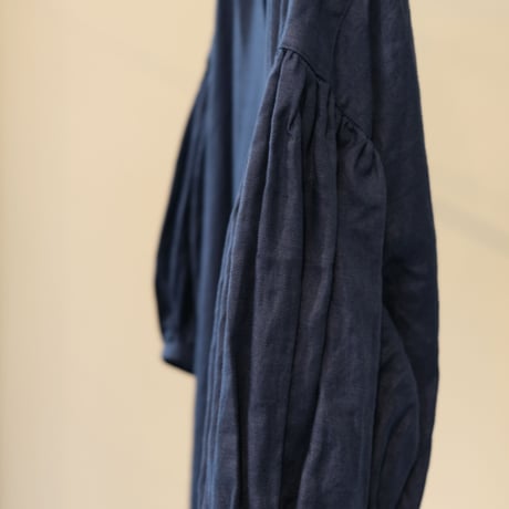 suzuki takayuki 　puff-sleeve dress　navy　S221-20