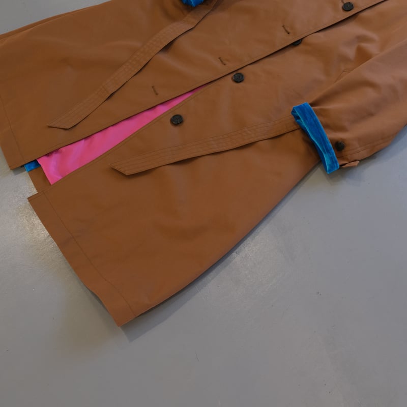 THOMAS MAGPIE back line coat BROWN×TURQUOIS