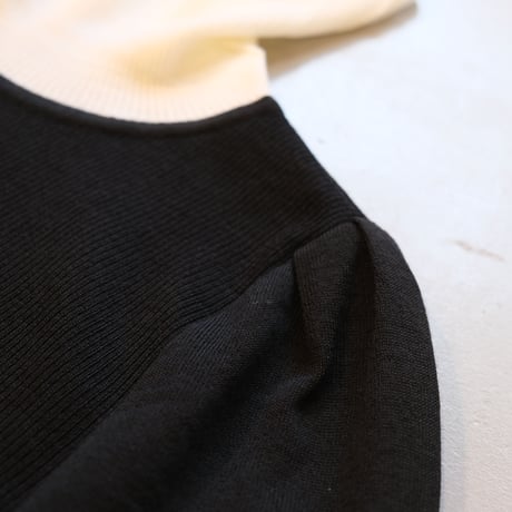 SINME バイカラータートルニット  S21AW-14    ブラック × ホワイト