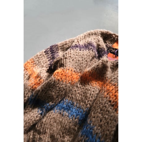 LES TRICOTS D'O レトリコドール Alpaca Pullover V Neck Stripes  Dark Purple / Yellow / Mint / Pink
