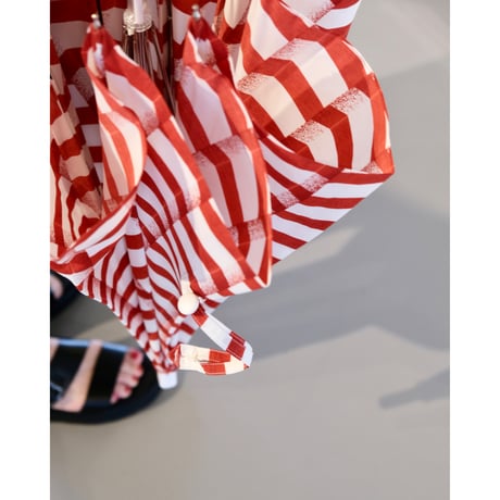 bonbon store  だまし絵ボーダー長傘（レッド）