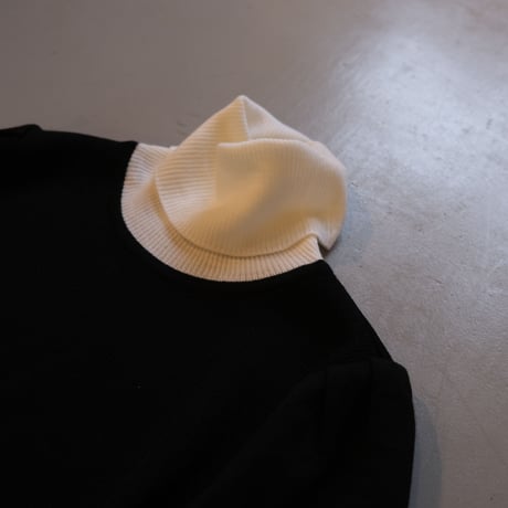 SINME バイカラータートルニット  S21AW-14    ブラック × ホワイト