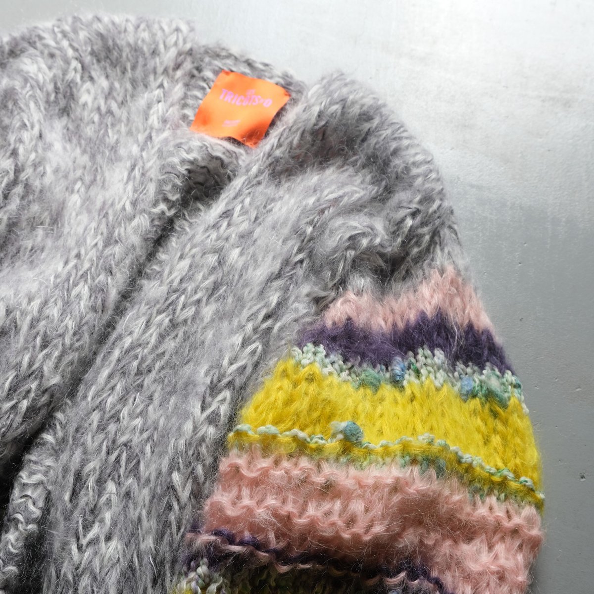 LES TRICOTS D'O モヘヤ ショートカーディガン gray melange