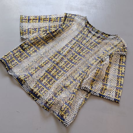 NAKAGAMI　メッシュ・ハンドプリーツTシャツ(yellow)　NO.122S0026