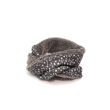 YARN&COPPER　Merino Wool 'Alkham' Black リバーシブルヘッドスカーフ/ミニスカーフ