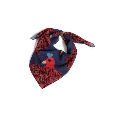 YARN&COPPER　Merino Wool 'Running Hens' navy リング付きミニスカーフ