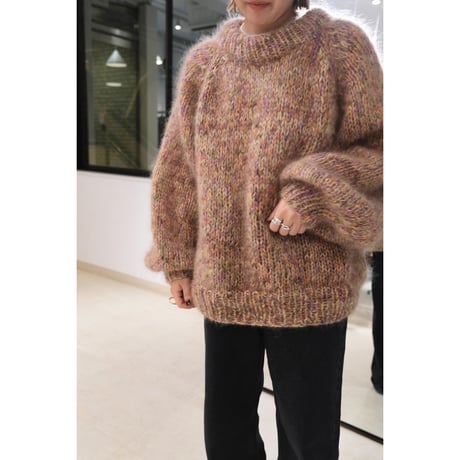LES TRICOTS D'O レトリコドール   Mohair Pullover Round Neck  Camel Melange