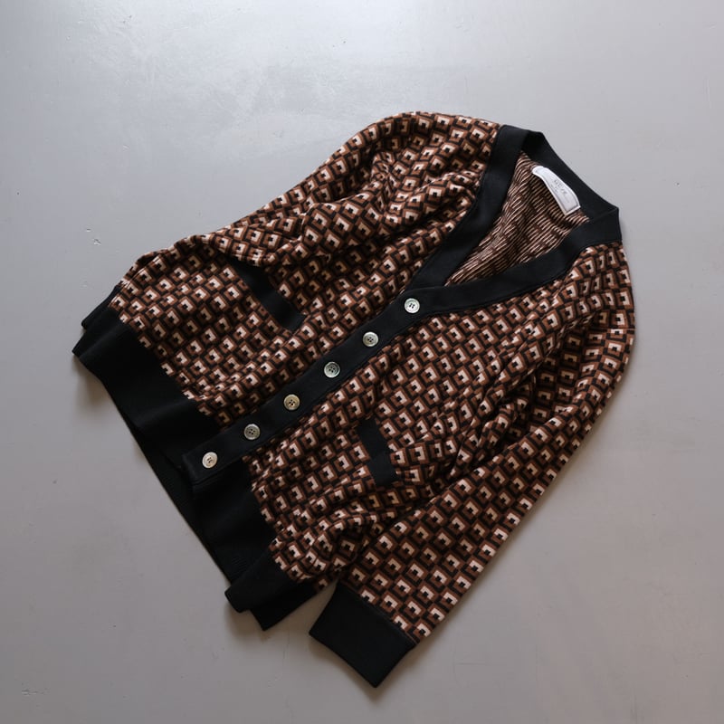 THOMASMGPIE トーマスマグパイ BLOCK W JACQUARD CARDIGAN