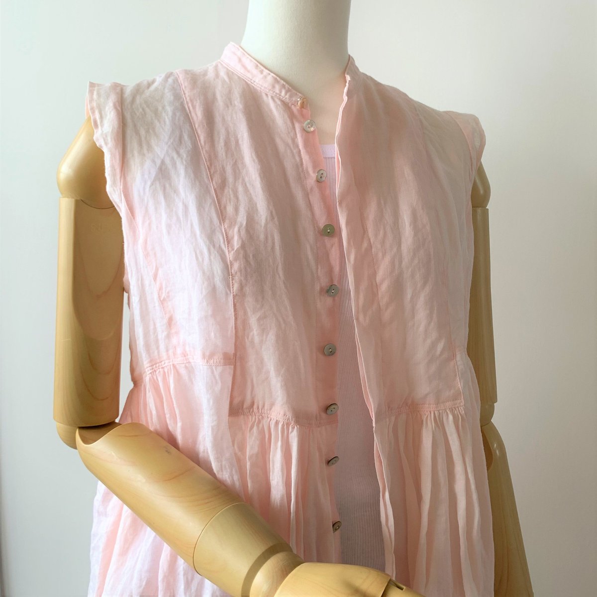 suzukitakayuki band‐sleeve blouse pink |