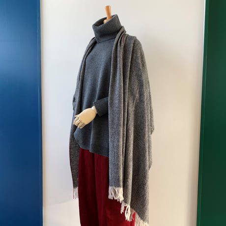 suzuki takayuki   herring-bone shawl   black　215-01