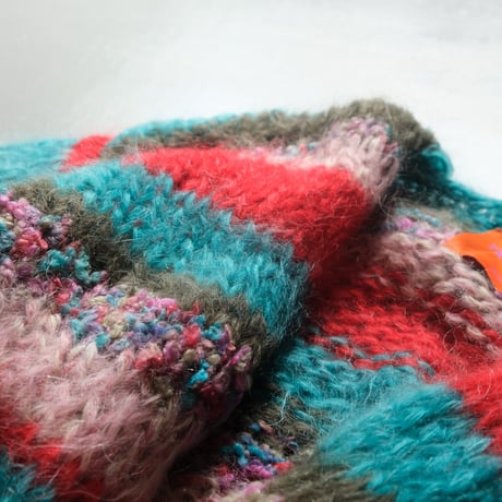 LES TRICOTS D’O    モヘヤ ショートカーディガン 　pink melange striped　H-AW23-M-4000-CS-STR
