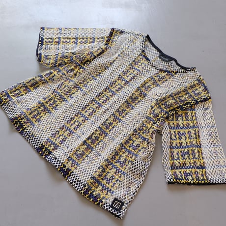 NAKAGAMI　メッシュ・ハンドプリーツTシャツ(yellow)　NO.122S0026