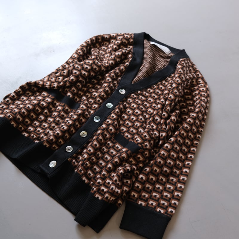THOMASMGPIE トーマスマグパイ BLOCK W JACQUARD CARDIGAN THOMASMGPIE トーマスマグパイ BLOCK W JACQUARD CARDIGAN