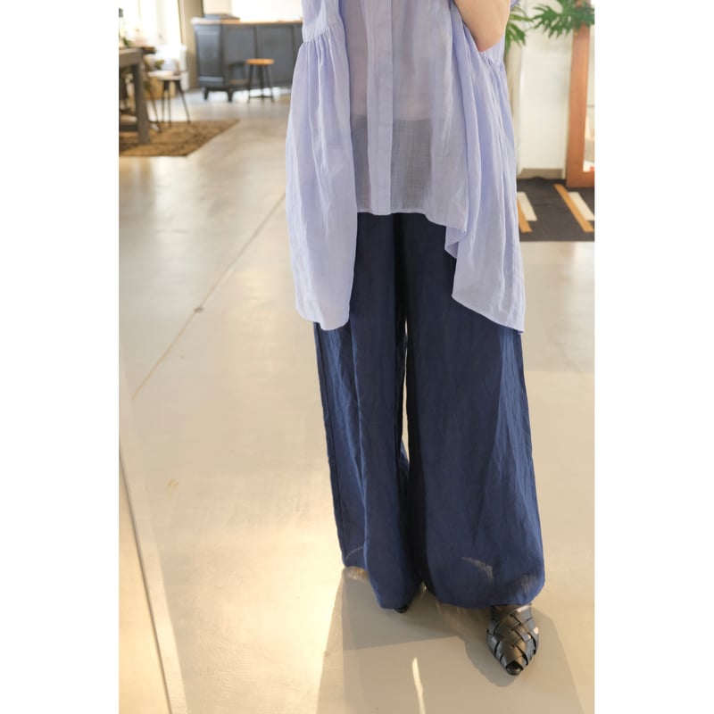 suzuki takayuki gathered pants Ⅱ dark blue |