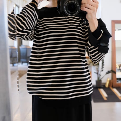 BATONER  Woman   CELLULOSE CASHMERE BORDER LONG SLEEVE    BN-24FL-001
