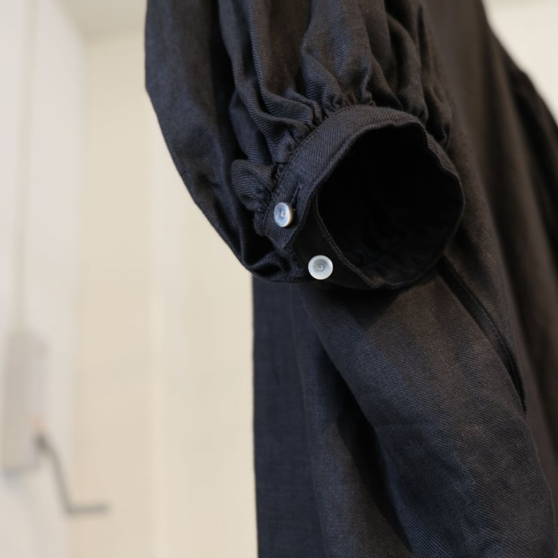 suzuki takayuki puff-sleeve dress navy S221-20 suzuki takayuki puff-sleeve dress navy S221-20