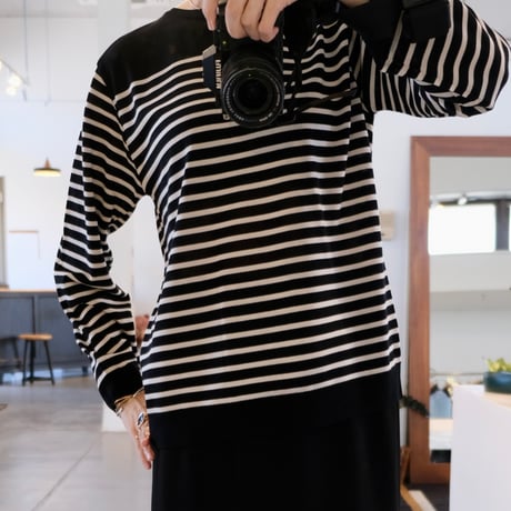 BATONER  Woman   CELLULOSE CASHMERE BORDER LONG SLEEVE    BN-24FL-001