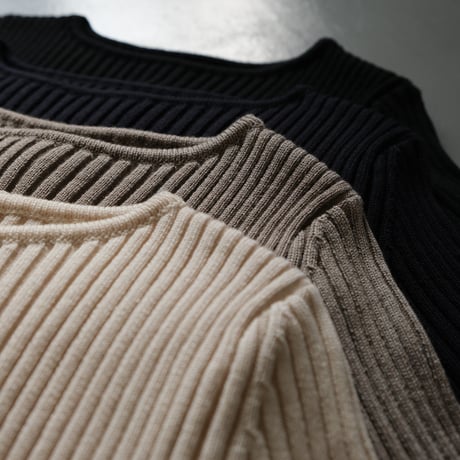 BATONER　Women SOLID WOOL RIB BOAT NECK BN-22FL-035