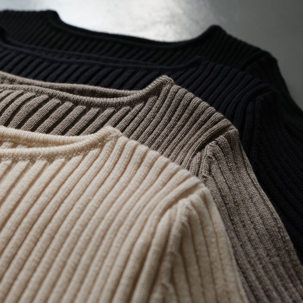 BATONER◆SOLID WOOL RIB BOAT NECK/セーター(厚手)/1/ウール/BEG/BN-22FL-035 BATONER Women SOLID WOOL RIB BOAT NECK BN-22FL-